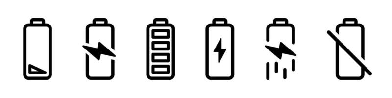 Set of battery level indicators. Battery indicator symbols. Battery accumulator icons vector