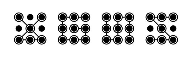Password icons. Smartphone security password. Authentication password. Security password, passcode, code. Device security icons vector