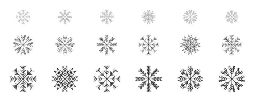 Snowflake set. Isolated snowflake collection. Snow icons. Snowflake illustration vector