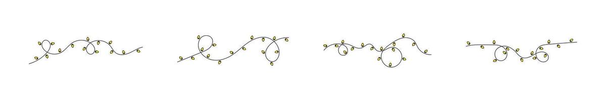 Christmas lights garland. Garland with bulbs. Christmas garland in simple linear style. Garland string. Christmas lights string vector