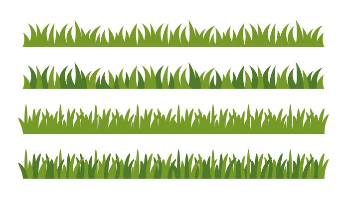 Green grass borders illustration. Fresh green grass borders. Grass elements set