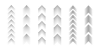 Halftone arrows. Dotted arrow. Halftone gradient effect arrows illustration. Flat black arrows with halftone effect. vector