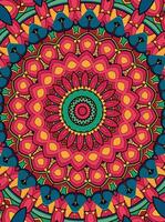 A captivating, intricate mandala design featuring concentric circles of colorful floral patterns. vector
