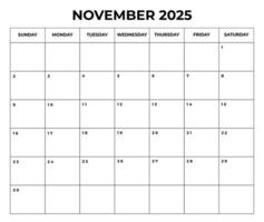 november 2025 Monthly Calendar design with Notes and week starts from sunday vector