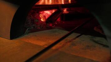 Professional Chef Moving Rapidly The Pizza In The Oven video