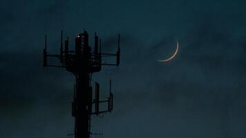 Moon Falling Down Behind A Building Silhouette video