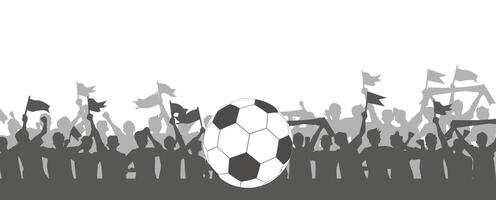 Soccer ball with flags and fans in the background vector