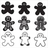 Gingerbread man design illustration set isolated on white background Free vector