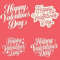 typography happy valentines day set vector