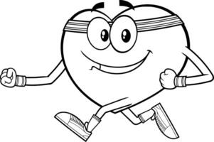 Outlined Heart Cartoon Character Running vector