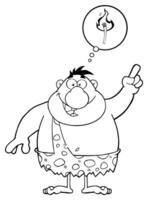 Black And White Caveman Cartoon Character With A Big Idea And Speech Bubble vector
