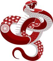 Year of the Snake 2025 Red Snake with Ornamental Design vector