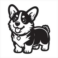 Corgi Black and White Isolated Icon vector