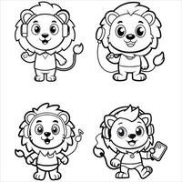 Lion listing music and White Background vector