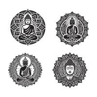 Buddha status made of stone front view isolate on transparency background vector