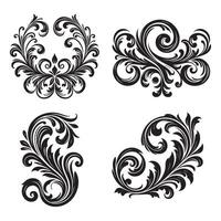 Blue and white floral frame Pattern with bouquets of flowers and curls vector