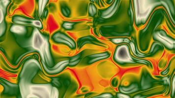 Abstract swirling colors green orange and red depict fluid shapes for vibrant design projects like posters or backgrounds. Vibrant and dynamic artistic elements. video