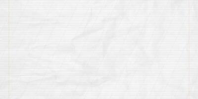 Crumpled school notebook paper sheet in a narrow line with a slash for learning spelling, mock up with copy space. vector