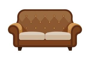 Classic Two-Seater Sofa Illustration Elegant Brown Couch with Tufted Backrest and Rolled Armrests - Perfect for Furniture Design, Interior Decor Concepts, Home Improvement Projects vector