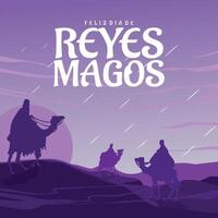 Banner illustration of the journey of the three kings to reach their destination vector