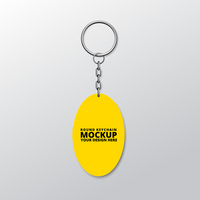 silver key chain with round keychain Mockup psd
