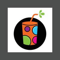 A colorful soda cup with a straw and splashing liquid, set against a black background vector