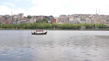 turkey istanbul 23 july 2024, Enjoy a breathtaking scenic view of a boat gliding across a serene waterfront video