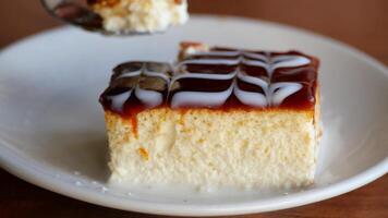 A slice of tres leches cake video