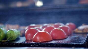 Deliciously Grilled Vegetables Cooked to Perfection on a Hot Griddle video