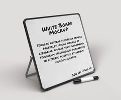 Whiteboard mock-up with marker side view psd