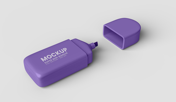 super mini color marker mockup, top left view psd