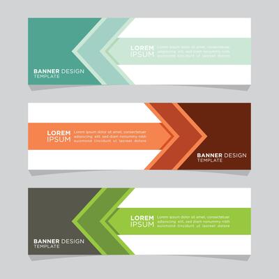 A collection of modern design banner templates with arrow directions.