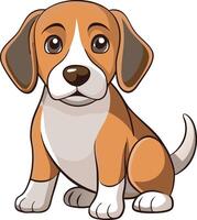 Cartoon Style Beagle Dog with Joyful Expression vector
