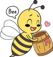 Honey Bee with Barrel Illustration vector