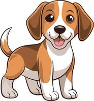 Cute Cartoon Beagle Dog Illustration with Happy Expression vector