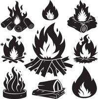 Black Silhouette of Abstract Flame Art vector