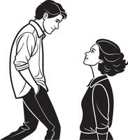a man and woman standing next to each other vector