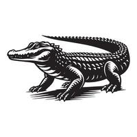 Elegant Alligator Silhouette in Simple Line Art Style vector