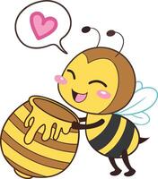 Playful Bee with a Barrel of Honey vector