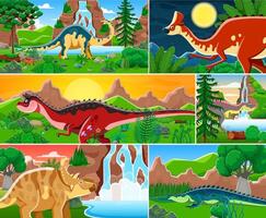 Dinosaur and reptile animals characters collage vector