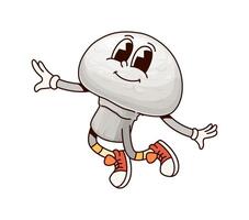 Groovy champignon vegetable character jumping vector