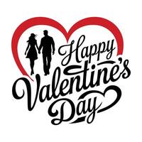 Romantic Happy Valentine's Day, t shirrt design graphic with couple silhouette. vector