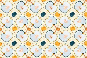Abstract design apples cut halves seamless repeat pattern vector