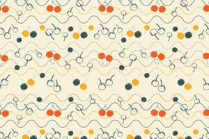 Cherry with wave lines abstract seamless repeat pattern vector