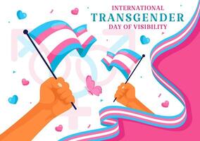 Flat Style Illustration of Transgender Day of Visibility with Celebration Elements vector