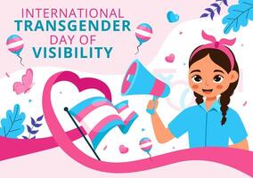 Flat Illustration of Transgender Visibility Day on March 31 with Pride Elements vector