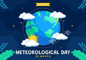 Flat Illustration for World Meteorological Day with Earth Map and Meteorology Research vector