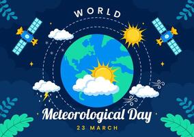 23 March World Meteorological Day Illustration with Weather Science and Research in Flat Background vector