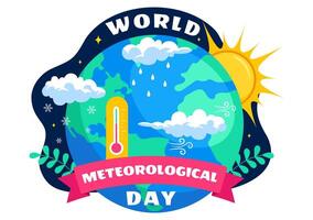 Meteorology Science and Earth Map Illustration for World Meteorological Day on 23 March vector