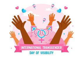 Transgender Day of Visibility Illustration with Pride Flags and Symbols in Flat Cartoon Style vector